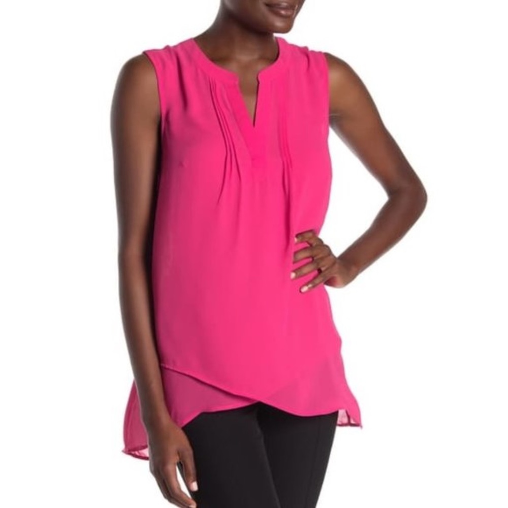 DR2 by Daniel Rainn Faux Wrap Print Tank Top